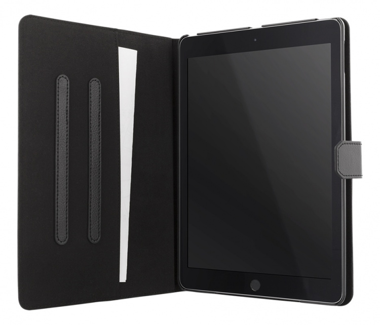 DELTACO iPad case, vegan leather, wake function, support, black