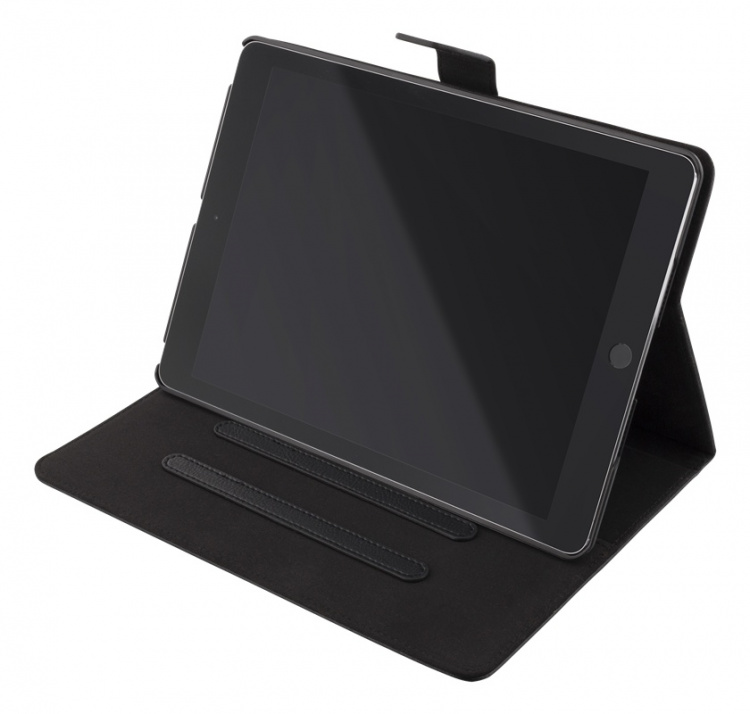 DELTACO iPad case, vegan leather, wake function, support, black