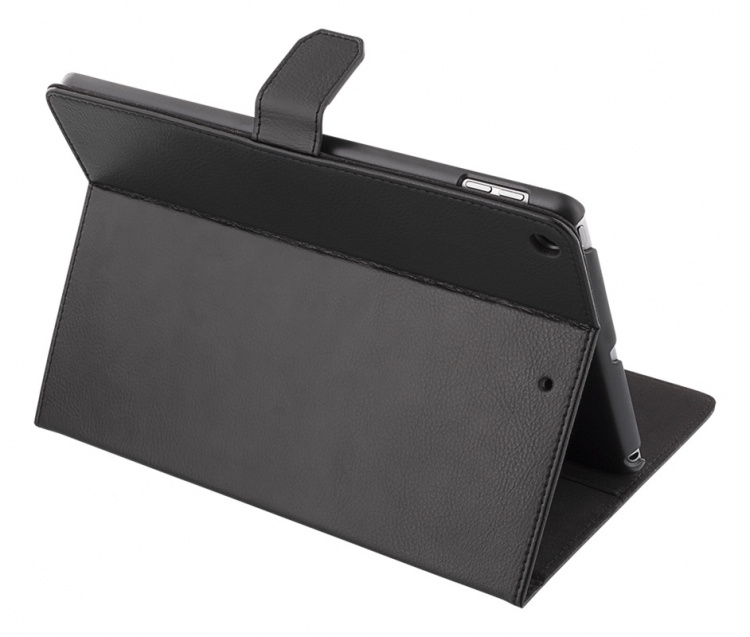 DELTACO iPad case, vegan leather, wake function, support, black