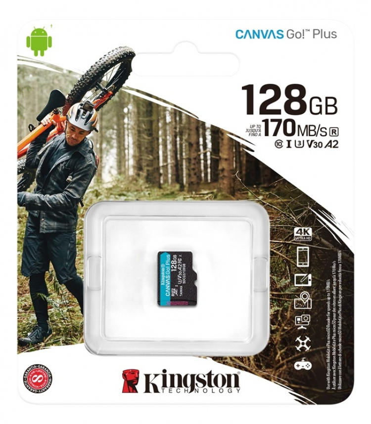 Kingston 128 GB microSDXC Canvas Go Plus 170R A2 U3 V30 uden adapter Kingston 128 GB microSDXC Canvas Go Plus 170R A2 U3 V30 uden adapter