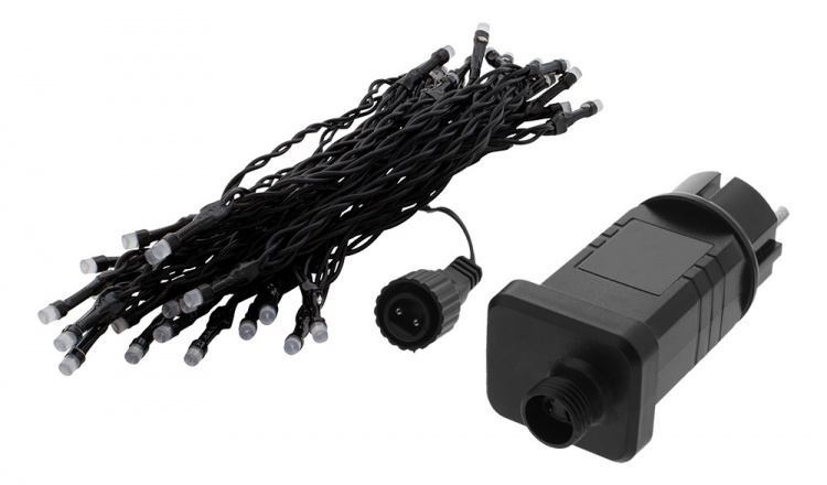 Lyskæde, 5 m, 40 LED, transformator, udendørs, varm hvid