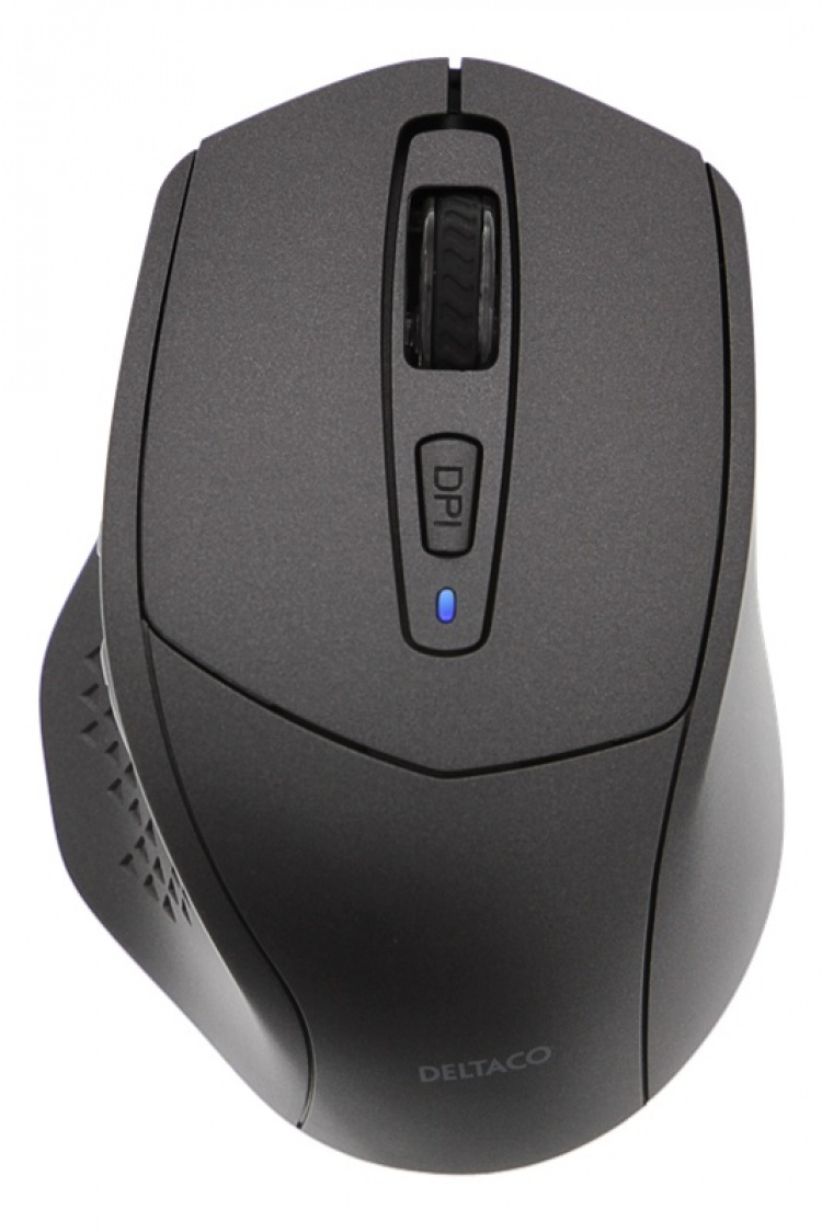 DELTACO silent wireless mouse, bluetooth, 1x AA, 800-1600 DPI, dark gr
