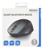 DELTACO silent wireless mouse, bluetooth, 1x AA, 800-1600 DPI, dark gr