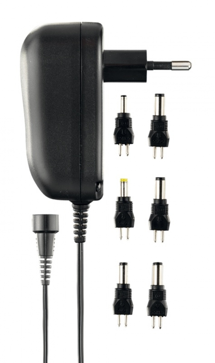 DELTACO strømadapter 230V til 3-12V DC 600mAh, udskiftelige stik