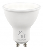 DELTACO SMART HOME LED-pære, GU10, WiFI, 5W, 2700K-6500K, dæmpbar