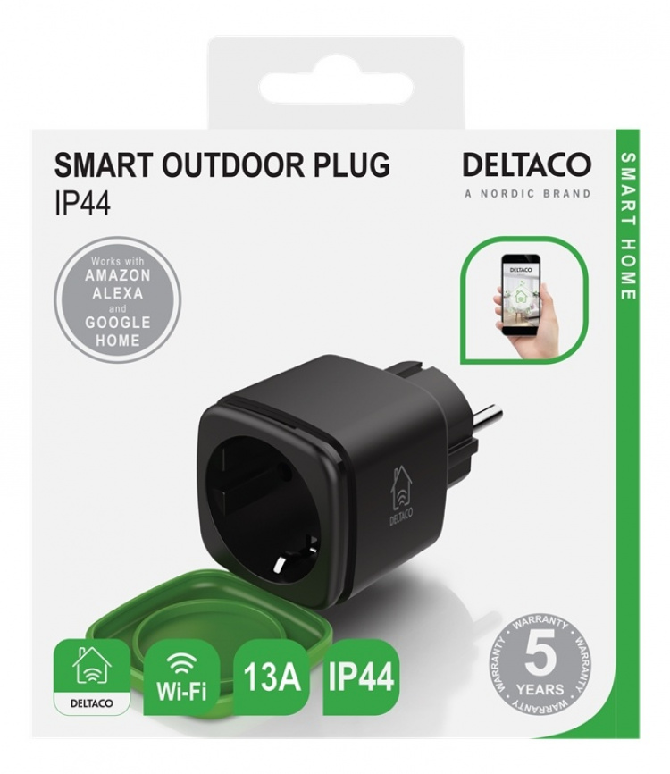 DELTACO SMART HOME IP44 certificeret udendørs stik. DELTACO SMART HOME IP44 certificeret udendørs stik.
