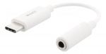 DELTACO USB-C til 3,5 mm adapter, stereo, aktiv, 11 cm, hvid