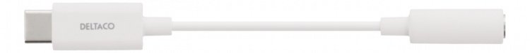 DELTACO USB-C til 3,5 mm adapter, stereo, aktiv, 11 cm, hvid