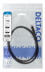 DELTACO USB 2.0 USB-C - USB-C charging cable, 3A, 1m, black
