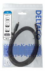 DELTACO USB 2.0 USB-C - USB-C charging cable, 3A, 2m, black