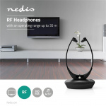 Nedis Trådløst TV hovedtelefoner | RF, frequency 868 Mhz | In-Ear | Maksimal batteritid: 4.5 timer | 35 m | Digital lyd | Opladningsstation | Balancekontrol | Sort