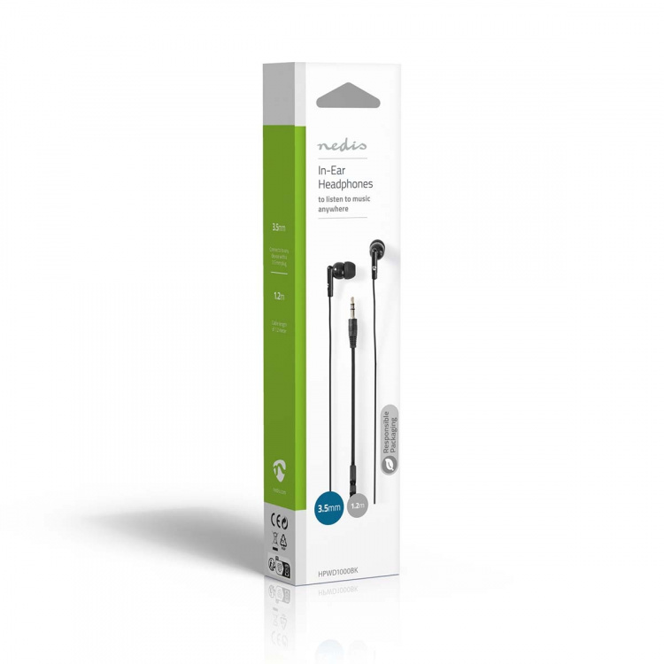 Nedis Kablede Hovedtelefoner | 3.5 mm | Kabellængde: 1.20 m | Volumenkontrol | Sort
