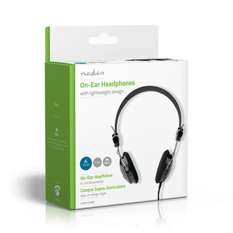 Nedis Kablede On-Ear Hovedtelefoner | 3.5 mm | Kabellængde: 1.10 m | Sort