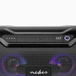 Nedis Bluetooth® Party Boombox | 6 timer | 2.0 | 80 W | Medieafspilning: AUX / Micro SD / USB | IPX5 | Kan parres | Bærehåndtag | Fest lys | Sort