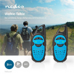 Nedis Walkie-talkie Set | 2 Håndsæt | Op til 3 km | Frekvens kanaler: 3 | PTT | Op til 3 Timer | Blå / Sort