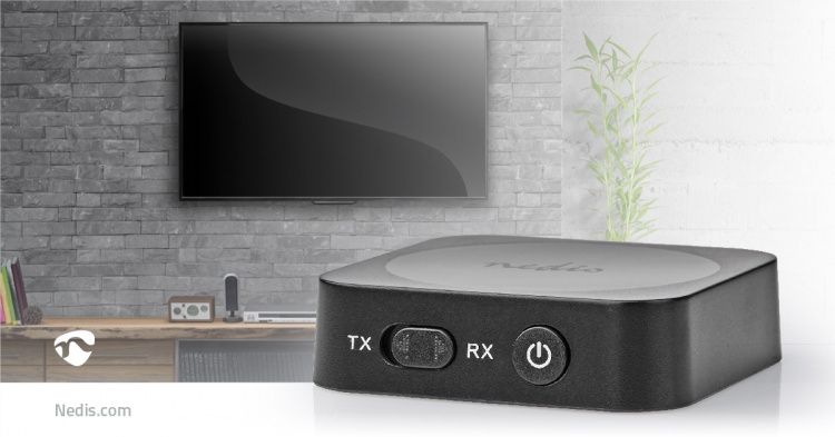 Nedis Bluetooth® Transmitter | Tilslutninger indgang: 1x AUX | Tilslutninger udgang: 1x AUX | SBC | Op til 1 enhed | Op til 6 timer | Automatisk slukningsfunktion | Sort