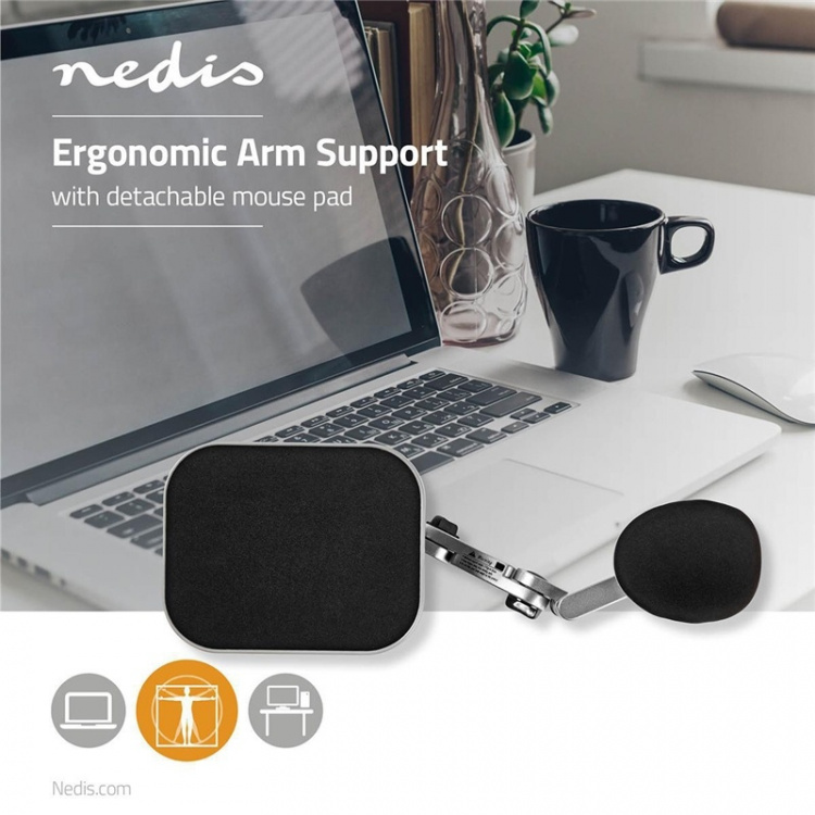 Nedis Arm Rest | Antal drejepunkter: 3 Drejepunkt(er) | Længde på underarmspuden: 150 | Maks. bære evne: 5 kg | Swivel-vinkel: 90 ° | Med musse platform