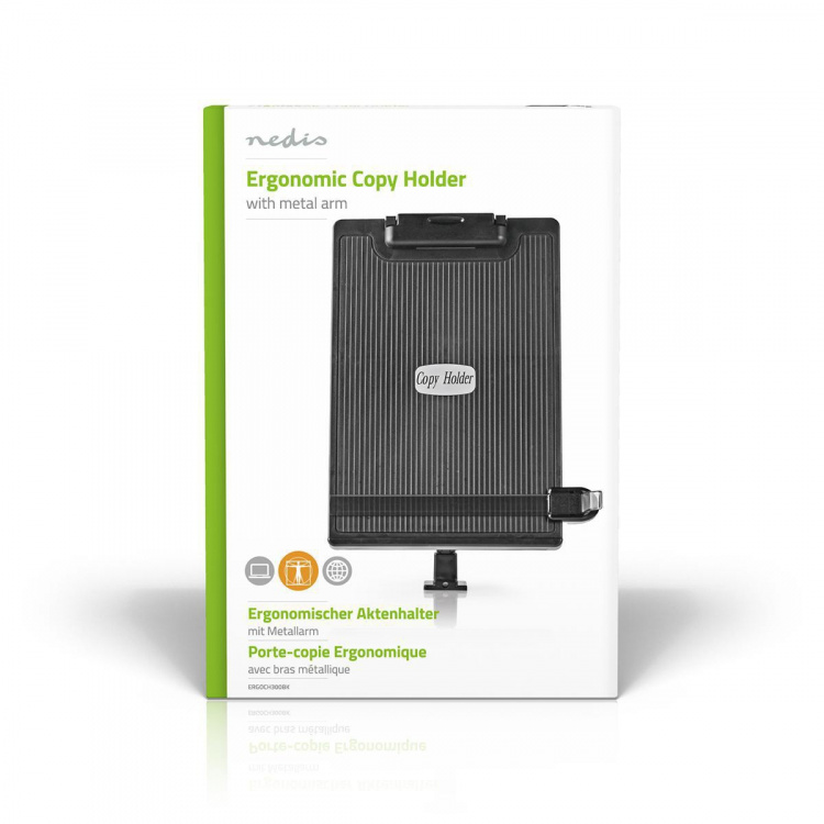 Nedis Kopier Holder | Clip | Velegnet til papirstørrelse: A4 | Fuldt Bevægeligt / Justerbar vinkel | Swivel-vinkel: 360 °