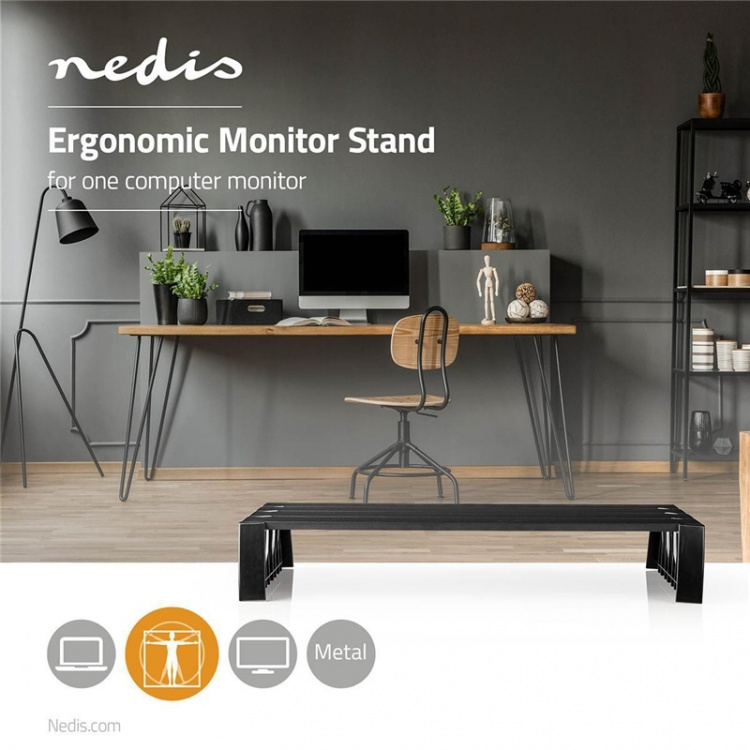 Nedis Monitor Stand | Ergonomisk: Yes | Maksimal bæreevne: 16 kg | Universal | Justérbar højde: Nej
