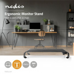 Nedis Monitor Stand | Ergonomisk: Yes | Maksimal bæreevne: 18 kg | Universal | USB-hub | Justérbar højde: Nej