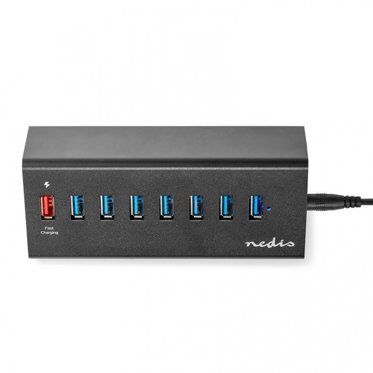 Nedis USB-hub | USB Micro-B Female | USB-A Female | 8-Port port(s) | QC3.0 / USB 3.2 Gen 1 | Strømforsyning / USB Drevet | 5 Gbps | 8x USB
