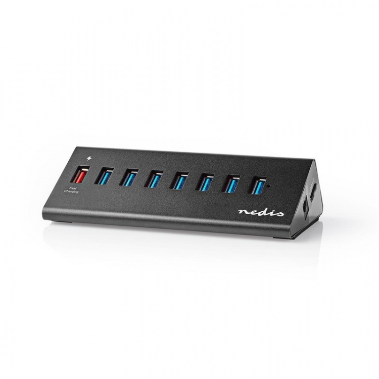 Nedis USB-hub | USB Micro-B Female | USB-A Female | 8-Port port(s) | QC3.0 / USB 3.2 Gen 1 | Strømforsyning / USB Drevet | 5 Gbps | 8x USB