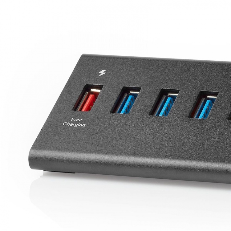 Nedis USB-hub | USB Micro-B Female | USB-A Female | 8-Port port(s) | QC3.0 / USB 3.2 Gen 1 | Strømforsyning / USB Drevet | 5 Gbps | 8x USB
