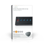 Nedis USB-hub | USB Micro-B Female | USB-A Female | 8-Port port(s) | QC3.0 / USB 3.2 Gen 1 | Strømforsyning / USB Drevet | 5 Gbps | 8x USB