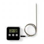 Nedis Kød Termometer | Alarm / Timer | LCD | 0 - 250 °C | Sort / Sølv