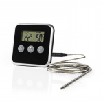 Nedis Kød Termometer | Alarm / Timer | LCD | 0 - 250 °C | Sort / Sølv