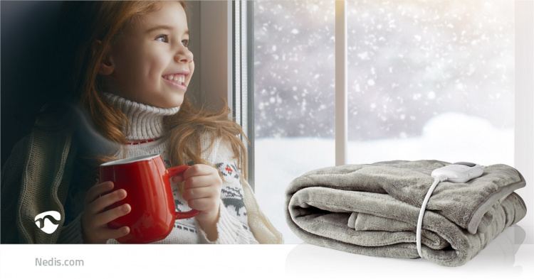 Nedis Elektrisk Tæppe | Overtæppe | 1 Person | 180 x 130 cm | 9 Varmeindstillinger | 9 h | Vaskbar | Overophedningsbeskyttelse | Digital kontrol | Fleece