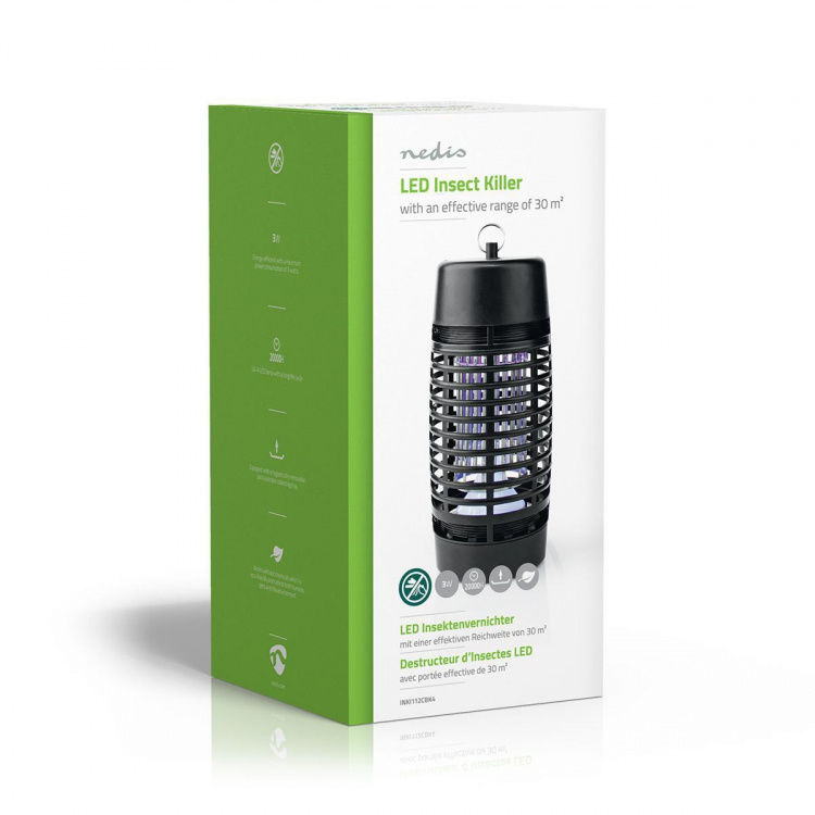 Nedis Myggefælde | 3 W | Lampe Type: LED Light | Effektiv rækkevidde: 30 m² | Sort