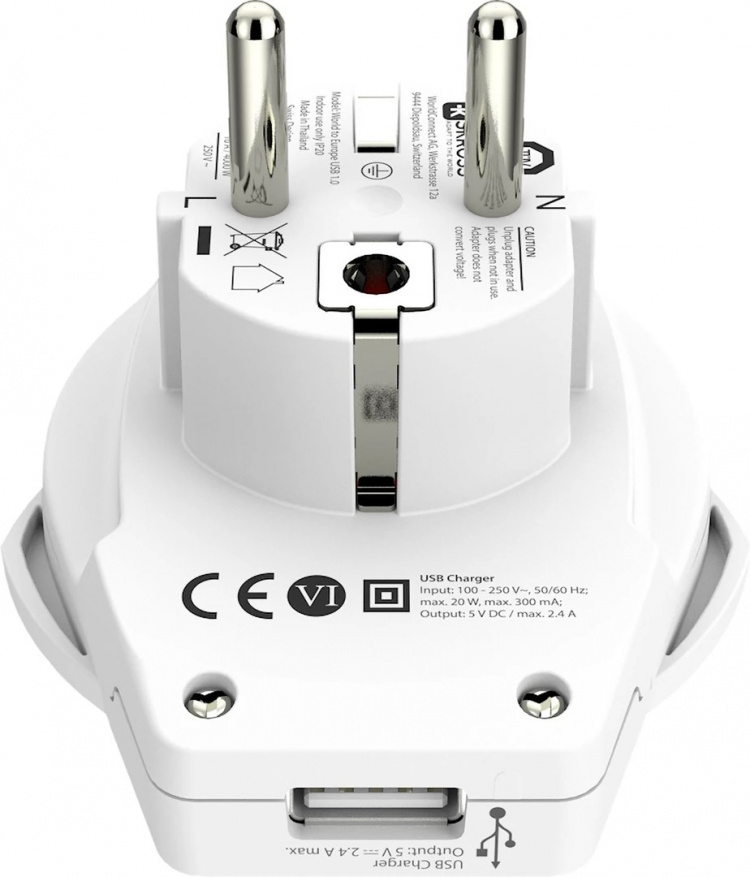 SKROSS Verden til Europa-adapter, integreret USB-port