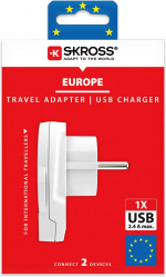 SKROSS Verden til Europa-adapter, integreret USB-port