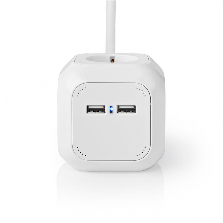 Nedis Udvidelse Socket | Stikprop med sidebens jord / Type F (CEE 7/7) | 4-vejs | 1.50 m | 3680 W | 16 A | Slags jordforbindelse: Sidekontakter | 230 V AC 50/60 Hz | Kontakt Vinkel: 90 ° | H05VV-F 3G1.5mm² | Hvid