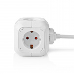 Nedis Udvidelse Socket | Stikprop med sidebens jord / Type F (CEE 7/7) | 4-vejs | 1.50 m | 3680 W | 16 A | Slags jordforbindelse: Sidekontakter | 230 V AC 50/60 Hz | Kontakt Vinkel: 90 ° | H05VV-F 3G1.5mm² | Hvid