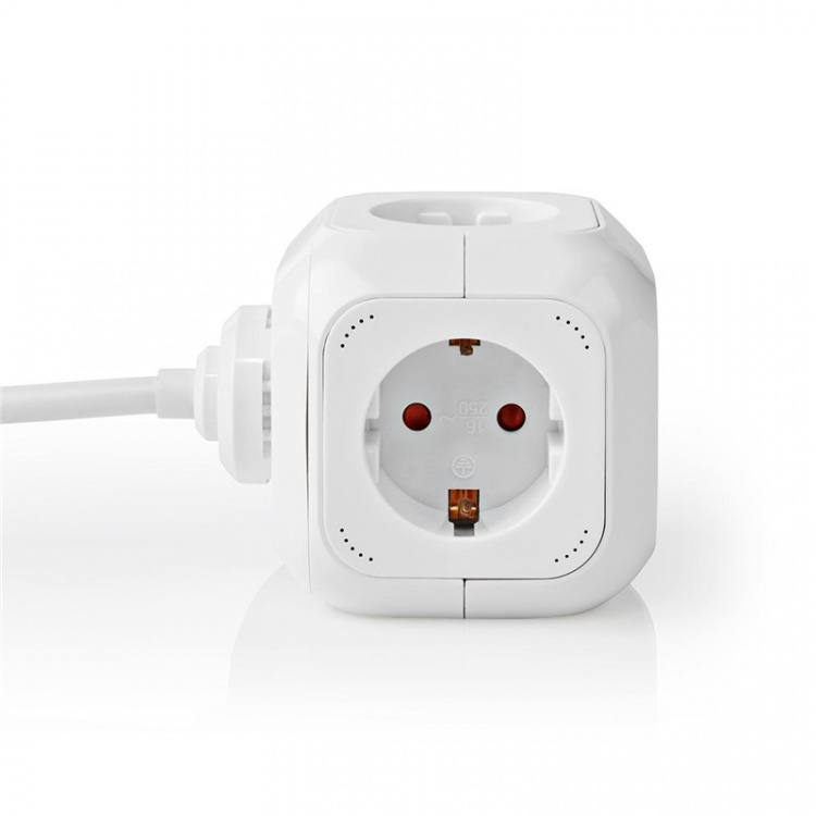 Nedis Udvidelse Socket | Stikprop med sidebens jord / Type F (CEE 7/7) | 4-vejs | 1.50 m | 3680 W | 16 A | Slags jordforbindelse: Sidekontakter | 230 V AC 50/60 Hz | Kontakt Vinkel: 90 ° | H05VV-F 3G1.5mm² | Hvid