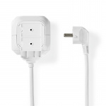 Nedis Udvidelse Socket | Stikprop med sidebens jord / Type F (CEE 7/7) | 4-vejs | 1.50 m | 3680 W | 16 A | Slags jordforbindelse: Sidekontakter | 230 V AC 50/60 Hz | Kontakt Vinkel: 90 ° | H05VV-F 3G1.5mm² | Hvid
