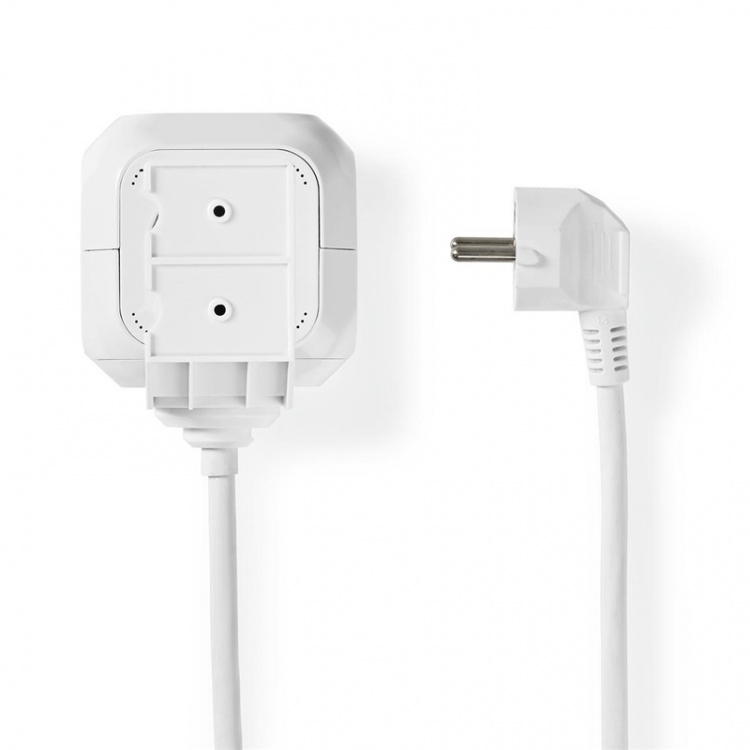 Nedis Udvidelse Socket | Stikprop med sidebens jord / Type F (CEE 7/7) | 4-vejs | 1.50 m | 3680 W | 16 A | Slags jordforbindelse: Sidekontakter | 230 V AC 50/60 Hz | Kontakt Vinkel: 90 ° | H05VV-F 3G1.5mm² | Hvid