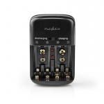 Nedis NiMH batterioplader AA / AAA | 1.2 / 9 V DC | 0.5 A A | Opladning | Euro / Type C (CEE 7/16) | Energi fra batteritype: AA / AAA / E-Block | Sort