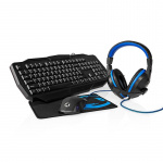 Nedis Gaming Combo Kit | 4-i-1 | Tastatur, Headset, Mus og musemåtte | Blå / Sort | QWERTZ | DE layout