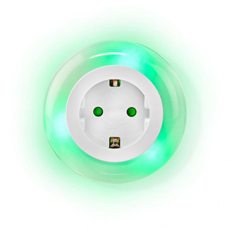 Nedis Plug-In LED natlys | Dag/nat sensor | 3680 W | 10 lm | Blå / Grøn / Hvid
