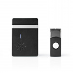 Nedis Trådløst Dørklokke Sæt | Batteri | 3 V DC | 1x CR2032 | Volume: 80 dB | Signalområde: 300 m | IP44 | 36 Melodier | 1 Modtager | Sort