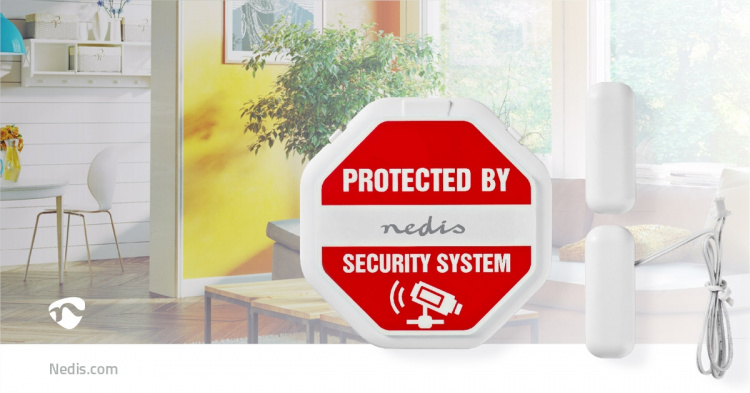 Nedis Dør Vindue Alarm | Batteri | 2x CR2032 | 85 dB | Hvid