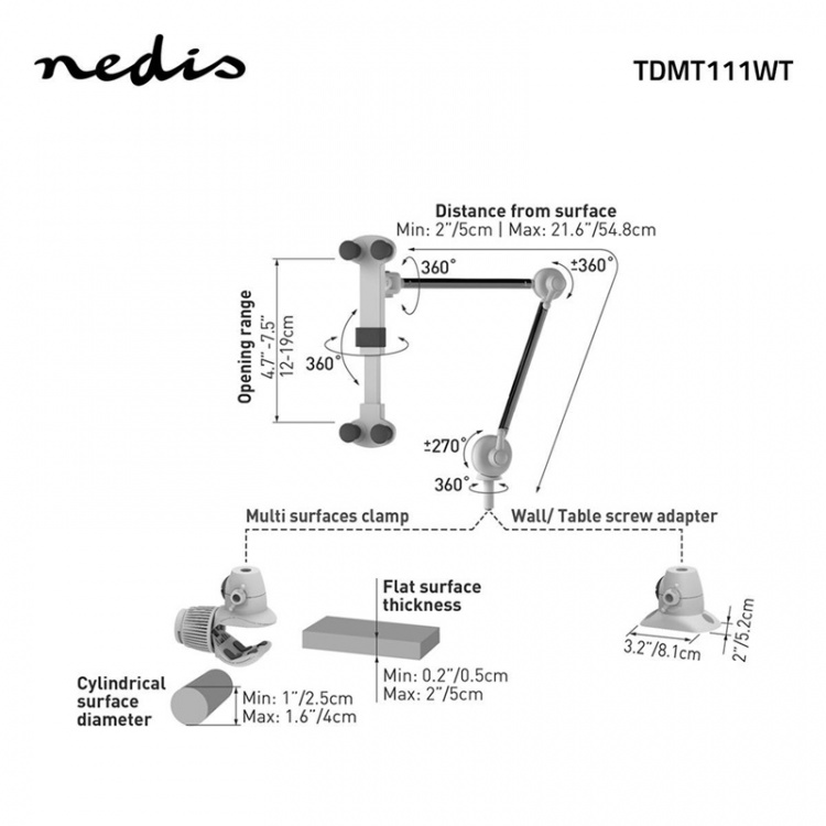 Nedis Tabletstativ | Universal | Interaktiv | Hvid / Metal Nedis Tabletstativ | Universal | Interaktiv | Hvid / Metal