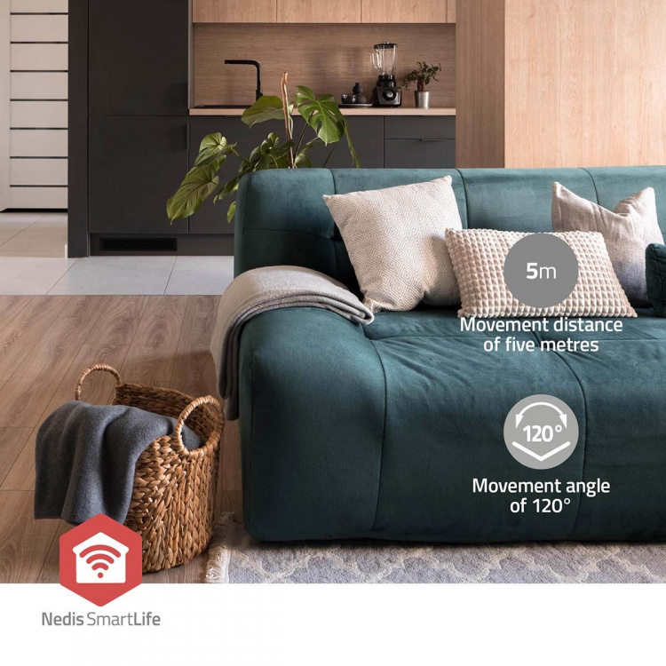 Nedis SmartLife Bevægelses Sensor | Zigbee 3.0 | Batteri | IP20 | Detektorvinkel: 120 ° | Detektorområde: 5 m | Maks. batteritid: 12 måned | Hvid