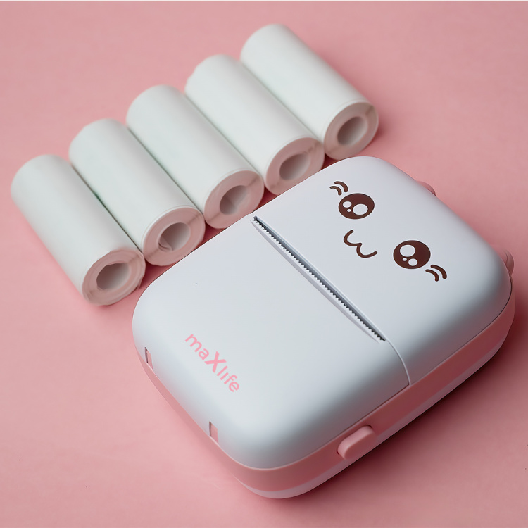 Maxlife MXTP-100 Thermal Printer - bærbar miniprinter med Bluetooth, pink  Maxlife MXTP-100 Thermal Printer - bærbar miniprinter med Bluetooth, pink