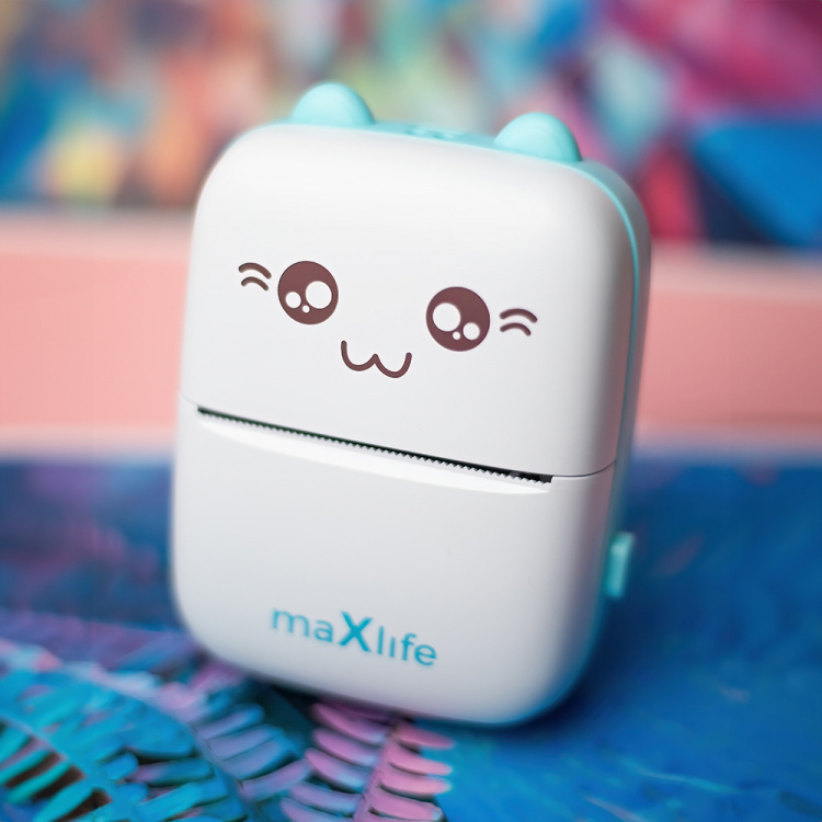 Maxlife MXTP-100 Thermal Printer - bærbar miniprinter med Bluetooth, blå