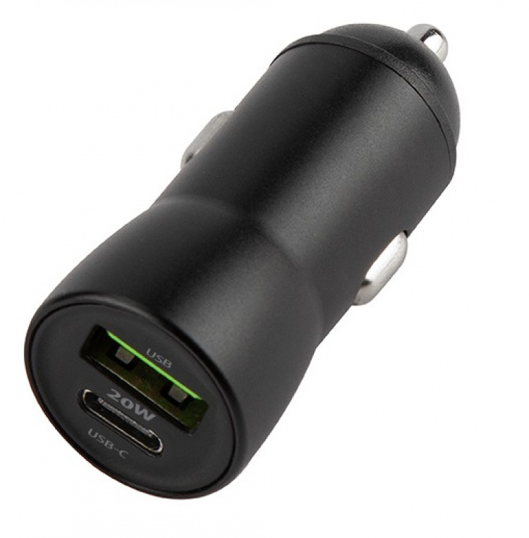 Maxlife MXCC-04 PD QC biloplader 1x USB-C 1x USB 20W, sort