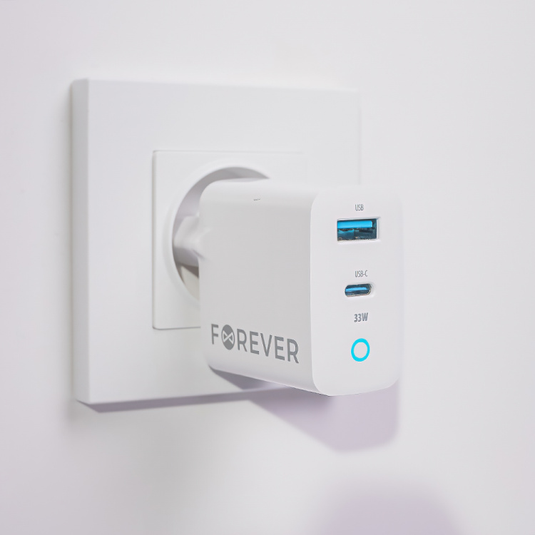 Forever TC-06-33AC PD QC vægoplader 1x USB-C 1x USB 33W